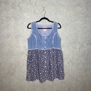 Starwear denim and floral button down dress